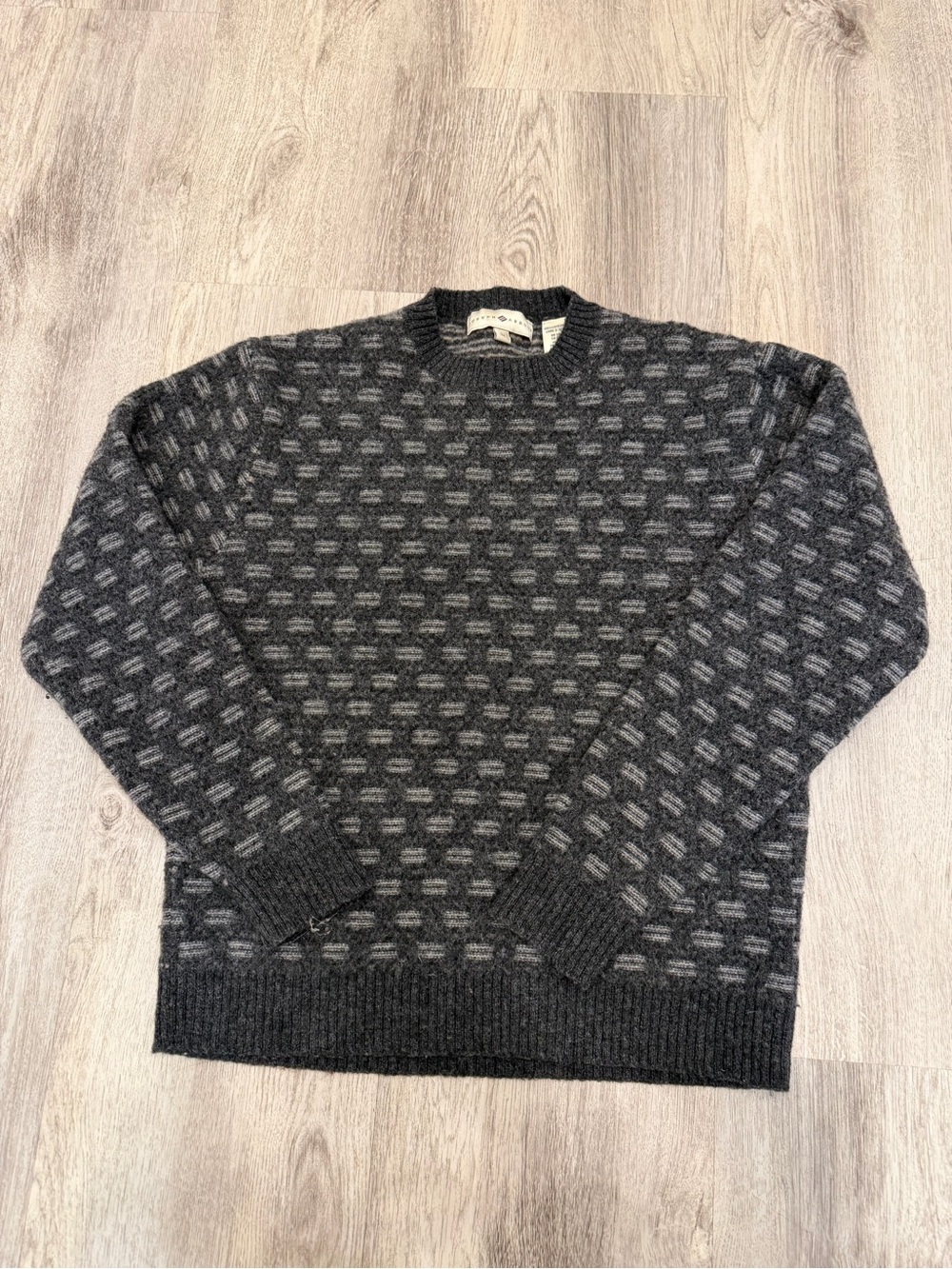 Vintage Joseph Abboud 100% Lambswool Gray Geometric Sweater Size M